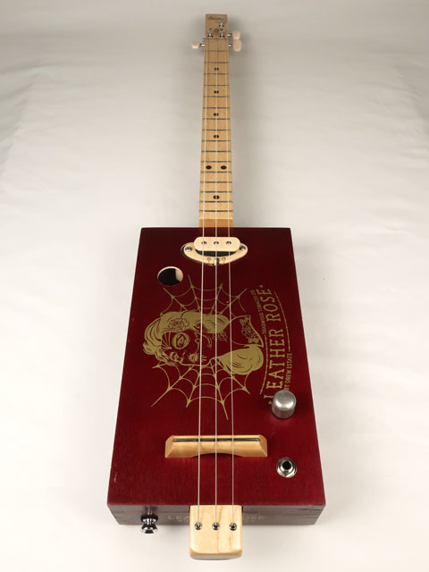 Leather Rose 3 String Cigar Box Guitar CBG #2553