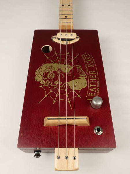 Leather Rose 3 String Cigar Box Guitar CBG #2553